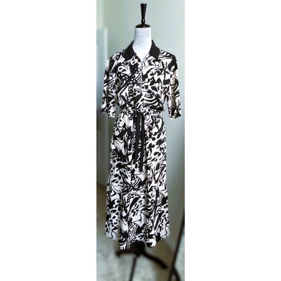 TOPSHOP Printed Collared Midi Dress Size 8 - Picture 3 of 12